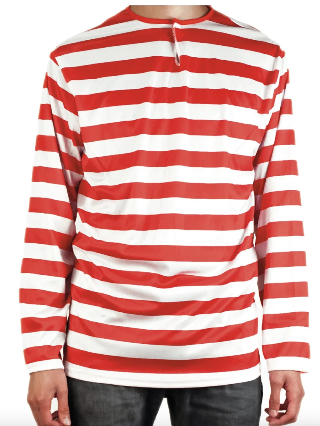 ADULTS Wheres Wally Book Week Red and White Striped Top Shirt Costume Party Dress Up - Large