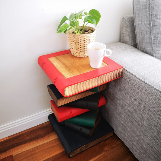 Book Stack Antique Finish Side Table/Corner Table/Plant Stand Raintree Wood